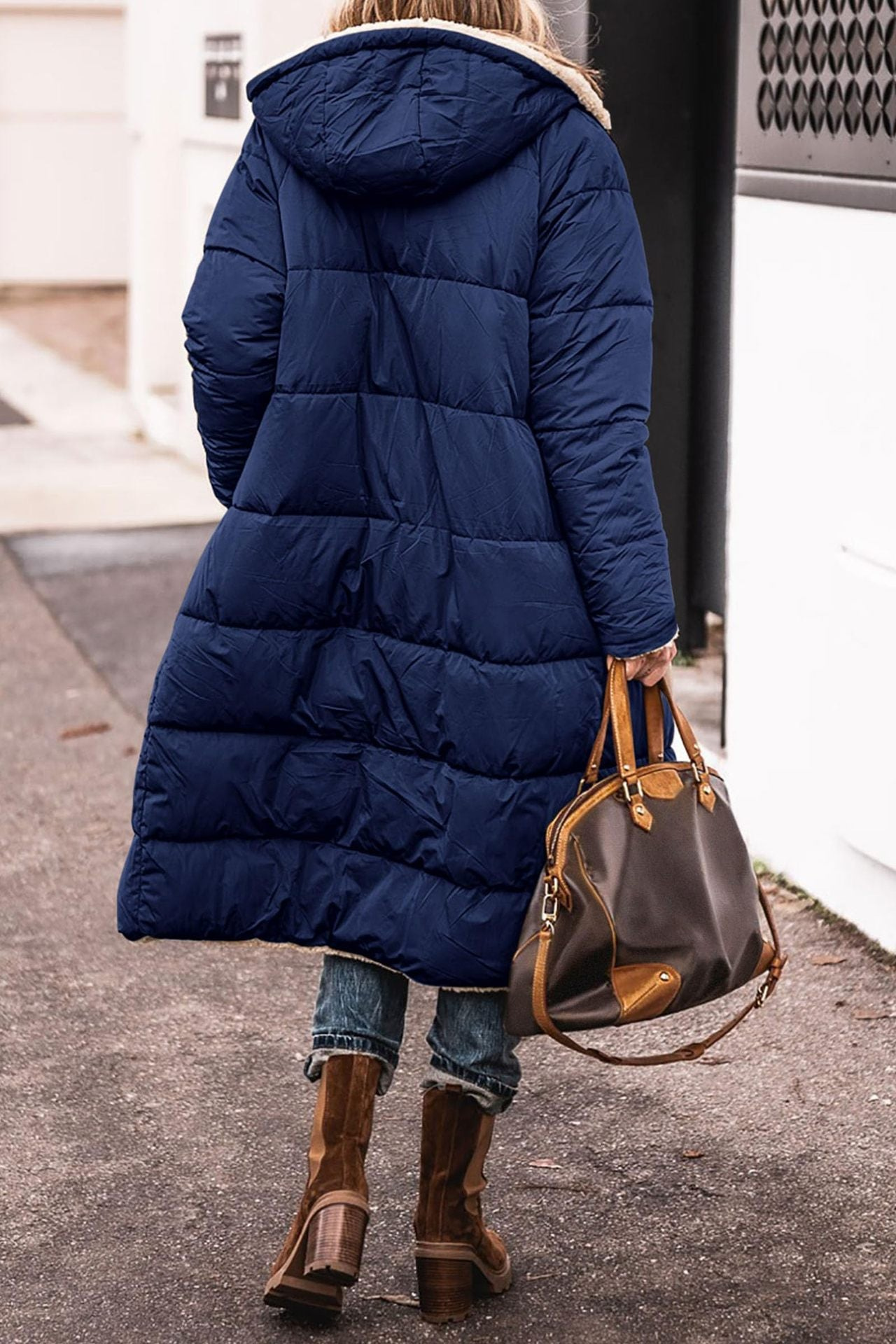 Emma | Brown Reversible Longline Teddy Coat