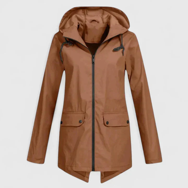 Grace | Beige Streamlined Hooded Woven Jacket