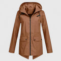 Grace | Brown Streamlined Hooded Woven Jacket