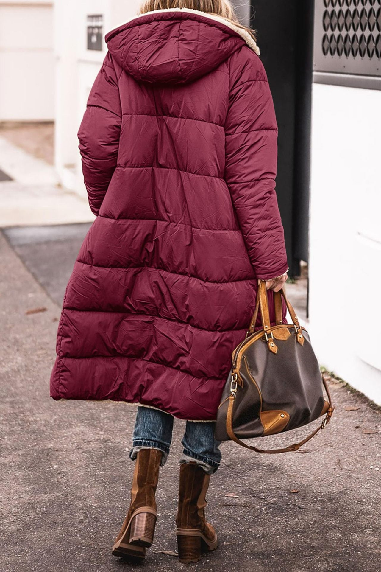 Emma | Brown Reversible Longline Teddy Coat
