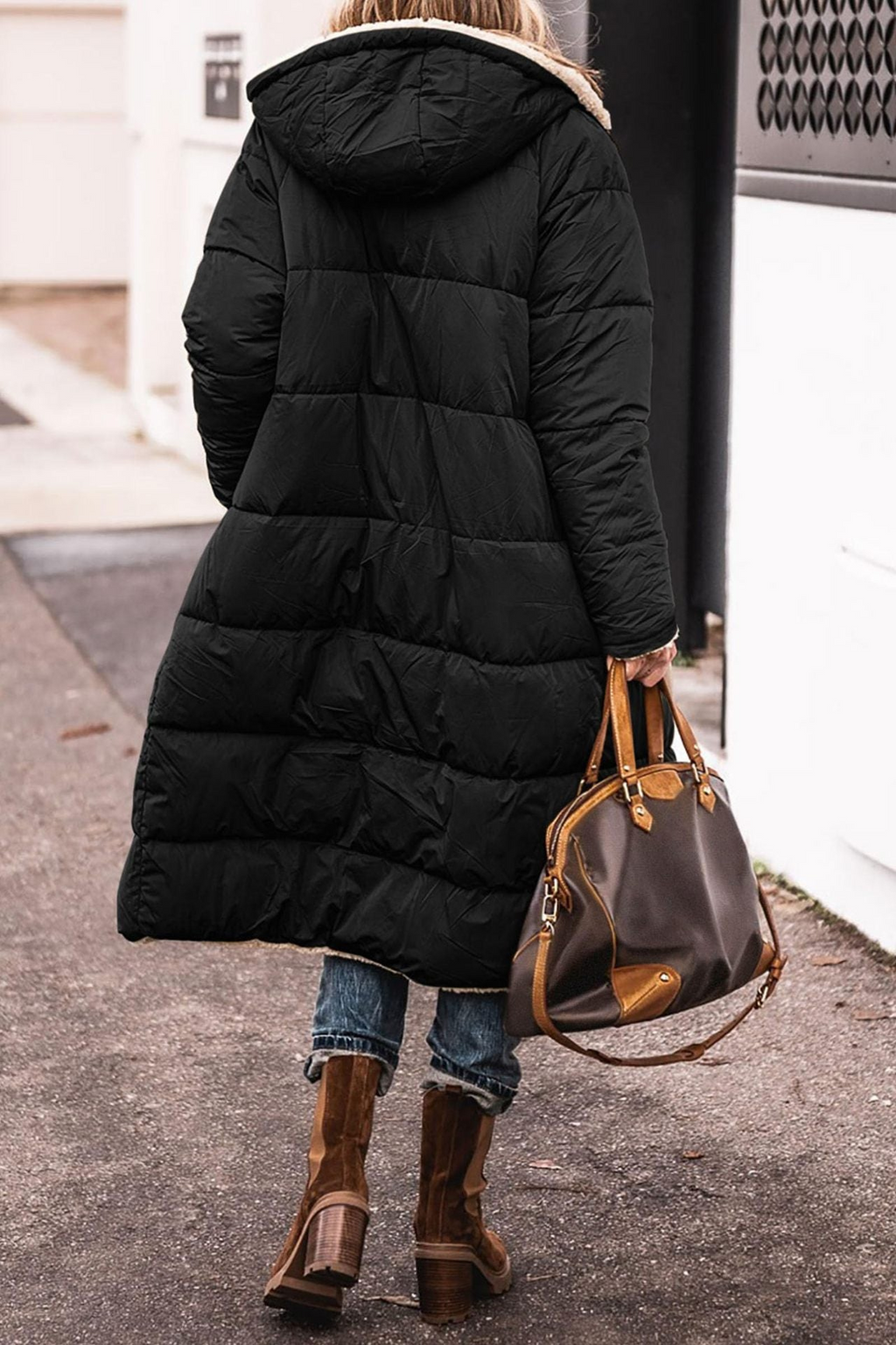 Emma | Brown Reversible Longline Teddy Coat