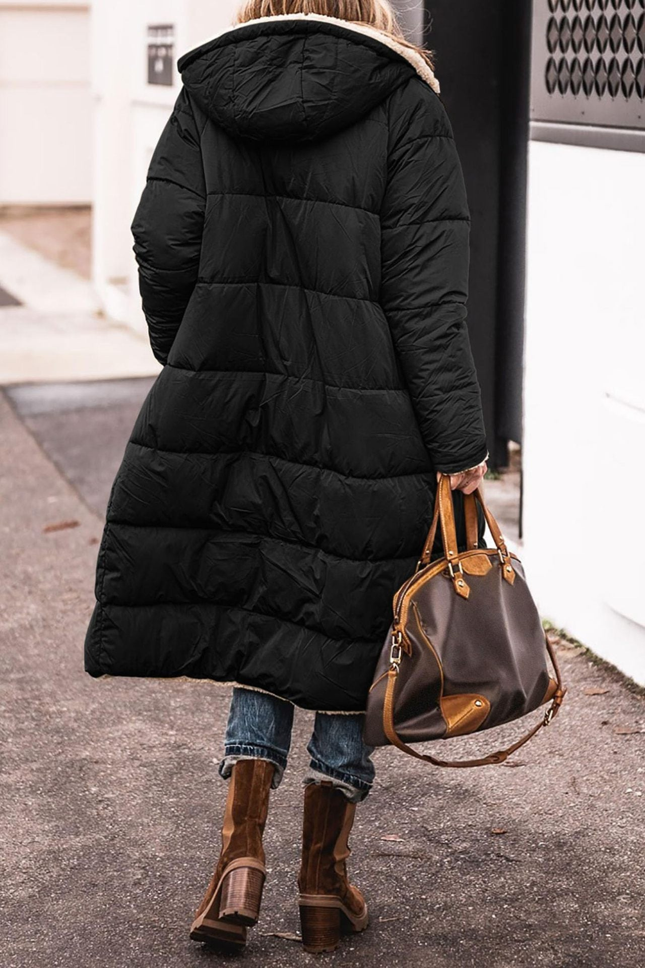 Emma | Brown Reversible Longline Teddy Coat