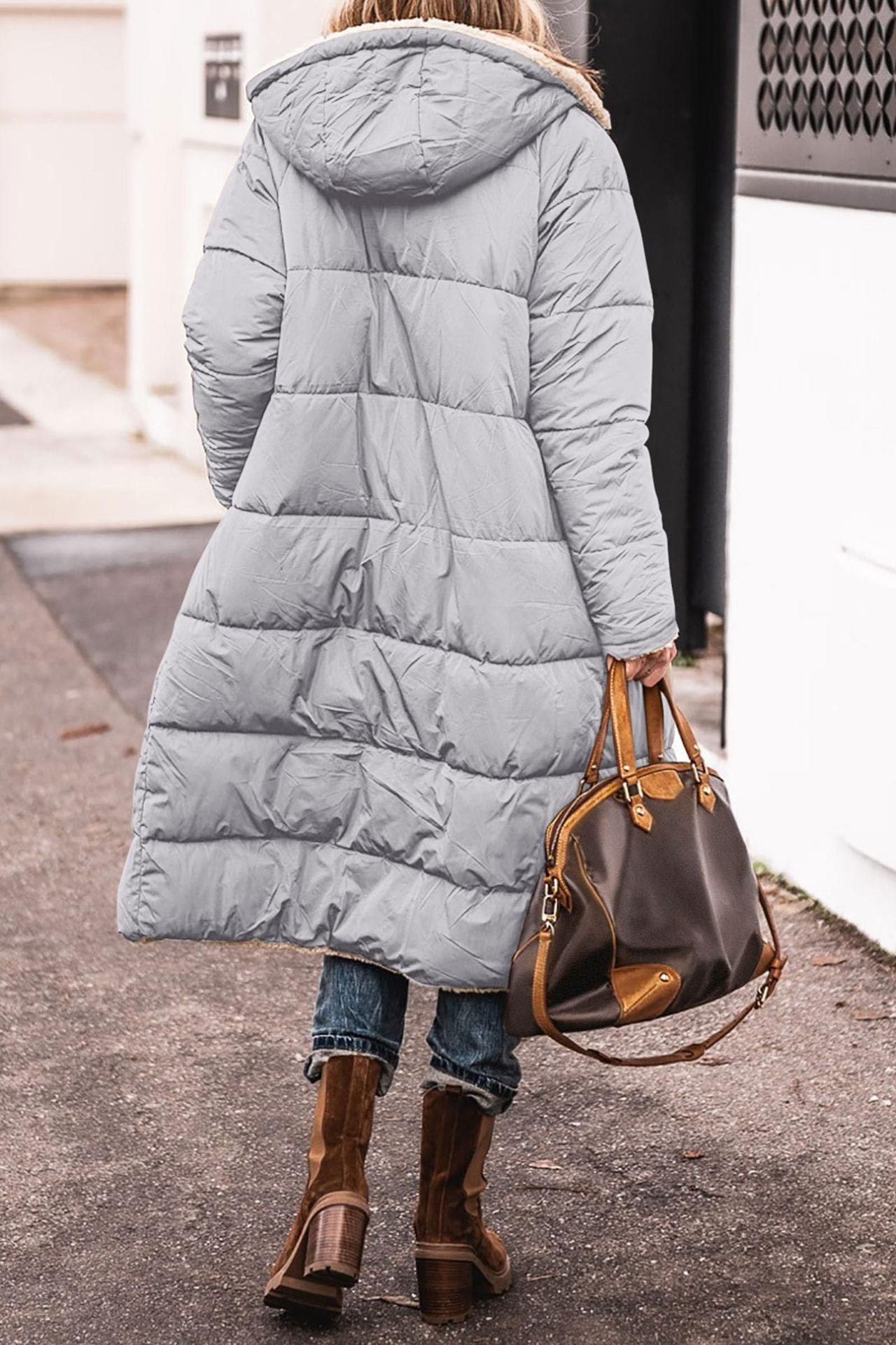 Emma | Brown Reversible Longline Teddy Coat