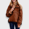 Emma | Brown Quilted Pullover Hooded Jacket