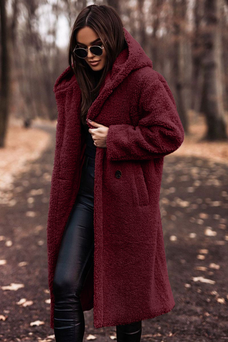 Mia | Beige Teddy Fleece Hooded Coat