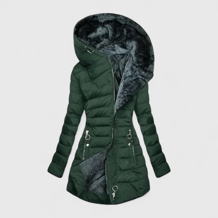 Ella | Black Quilted Fur-Lined Puffer Coat