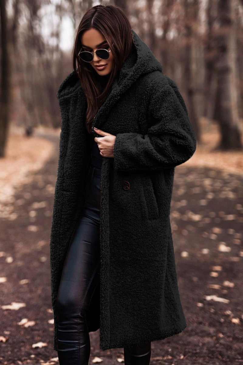 Mia | Beige Teddy Fleece Hooded Coat