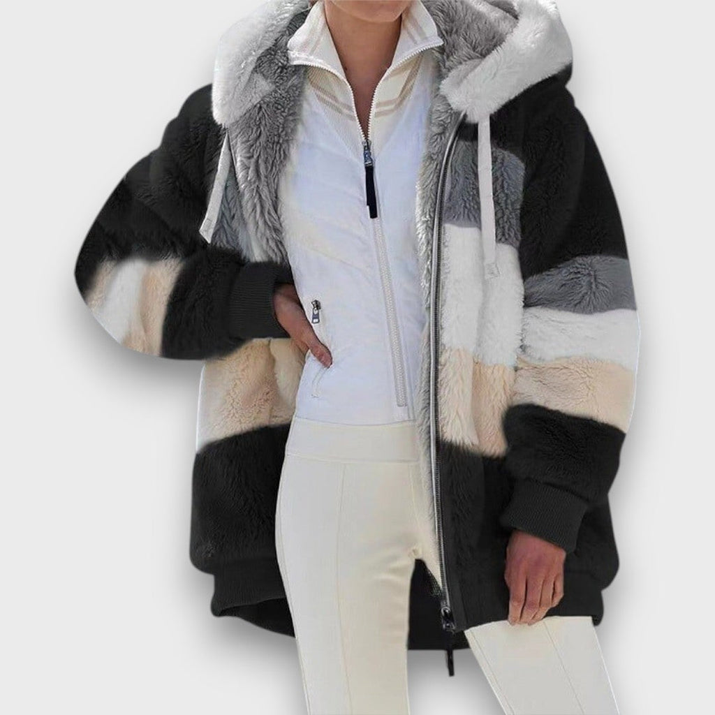 Coralie – Luxe Colorblock Winter Coat 2