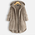 Lily | Beige Ribbed Hooded Button-Up Coat