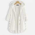 Lily | White Ribbed Hooded Button-Up Coat