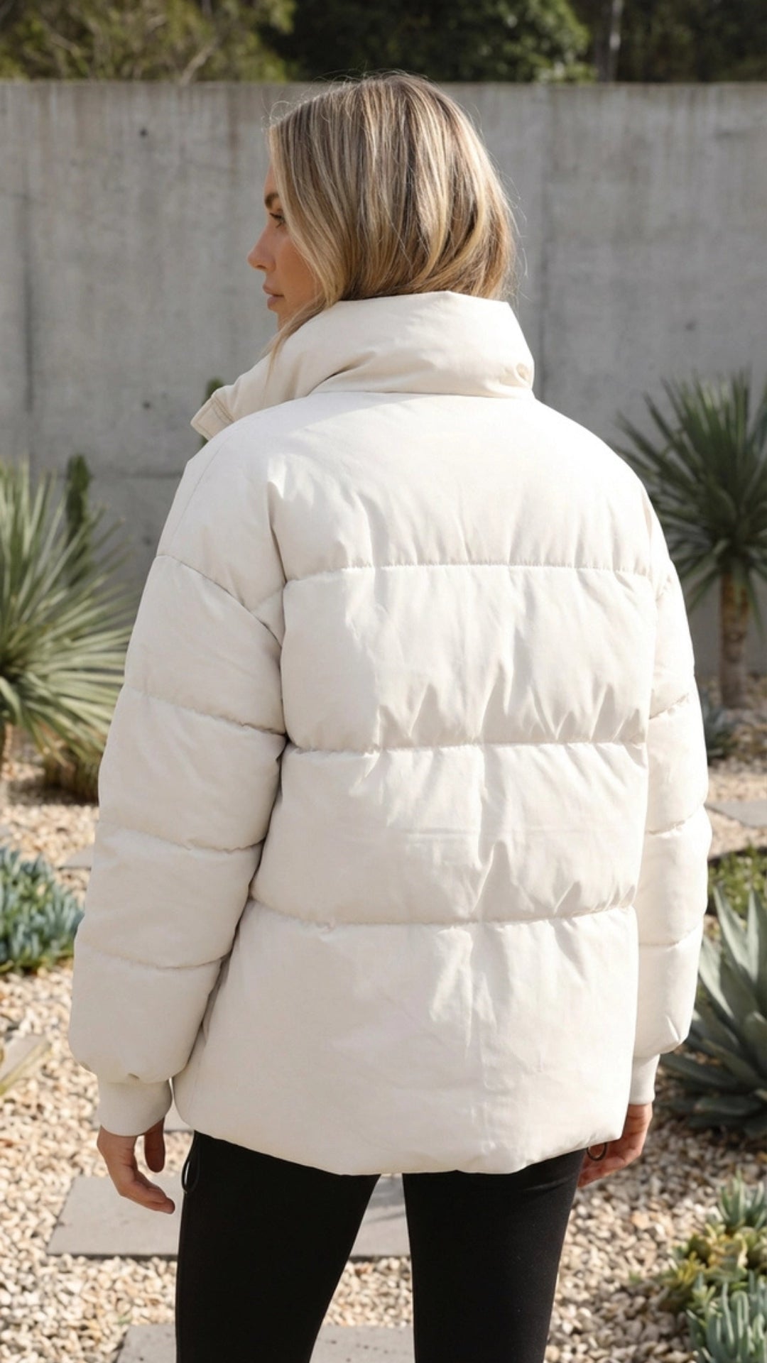Women’s Padded Puffer Jacket | Oversized High Neck Zip Up Coat