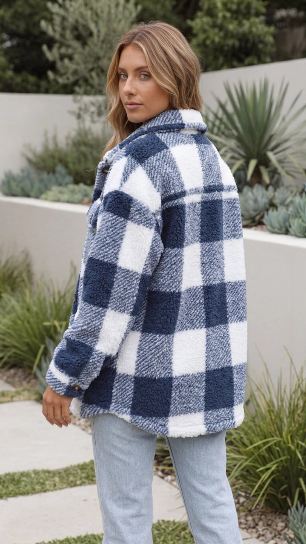 Women's Warm Oversized Checked Jacket 1