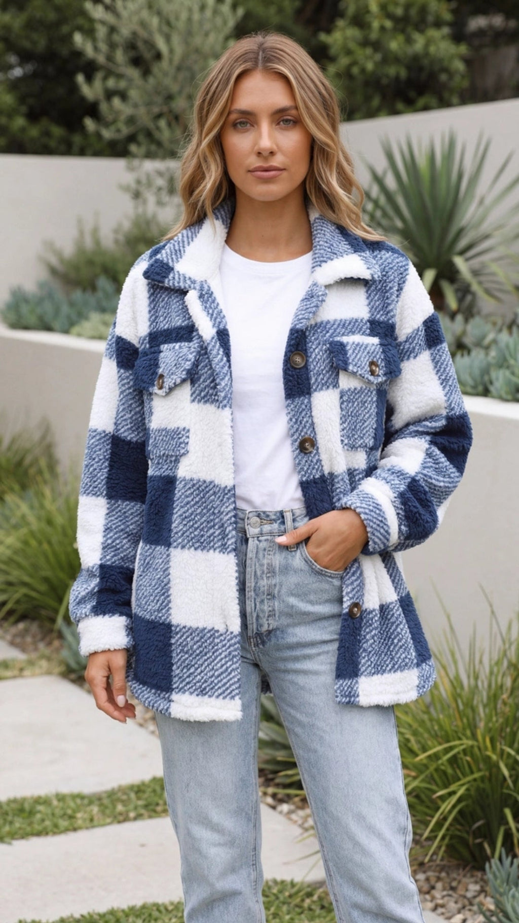 Women's Warm Oversized Checked Jacket 1