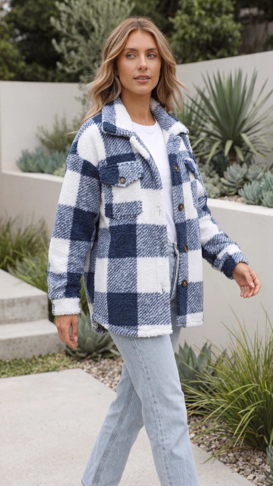 Women's Warm Oversized Checked Jacket 1
