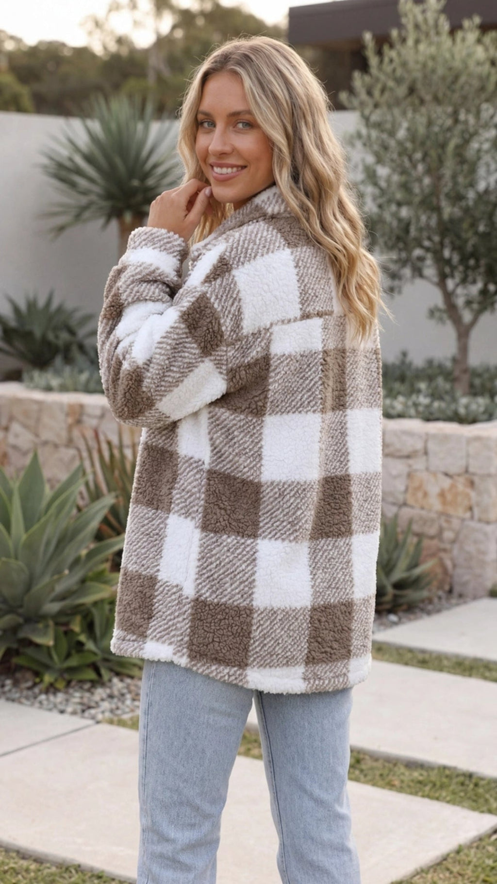 Women's Warm Oversized Checked Jacket 1