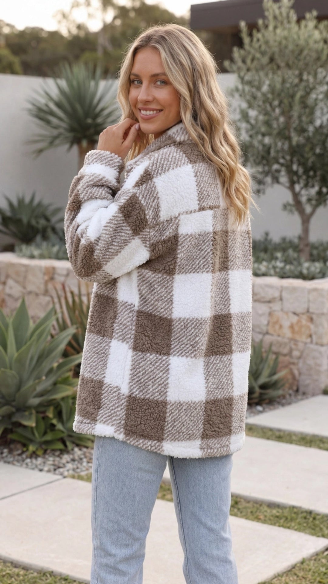 Women's Warm Oversized Checked Jacket 1
