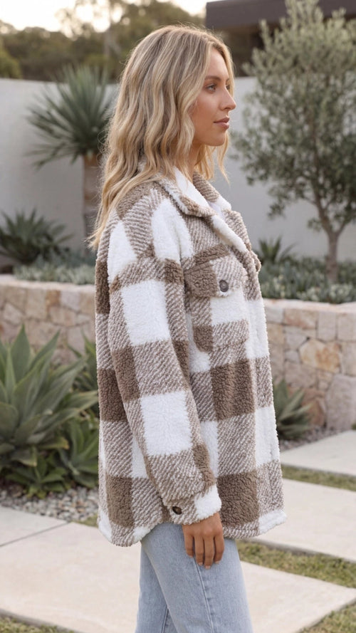 Ava | Checked Teddy Jacket