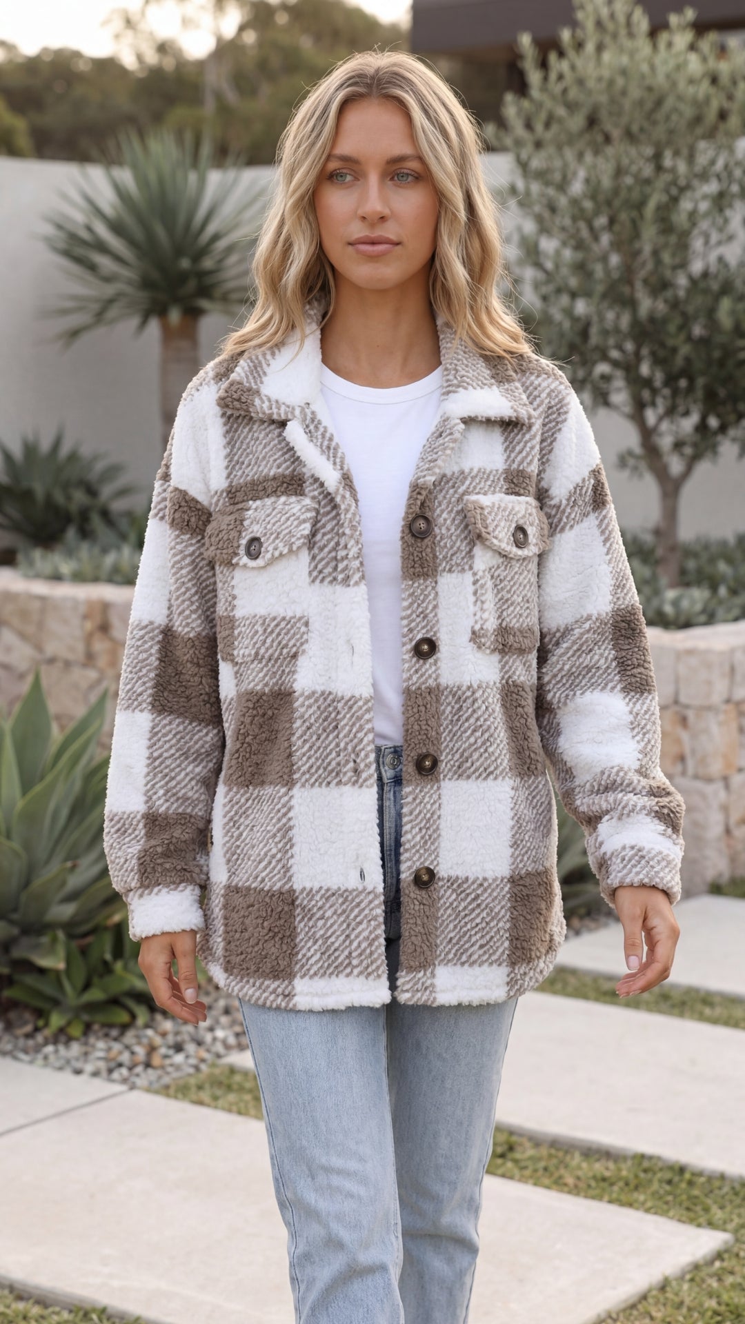 Women's Warm Oversized Checked Jacket 1