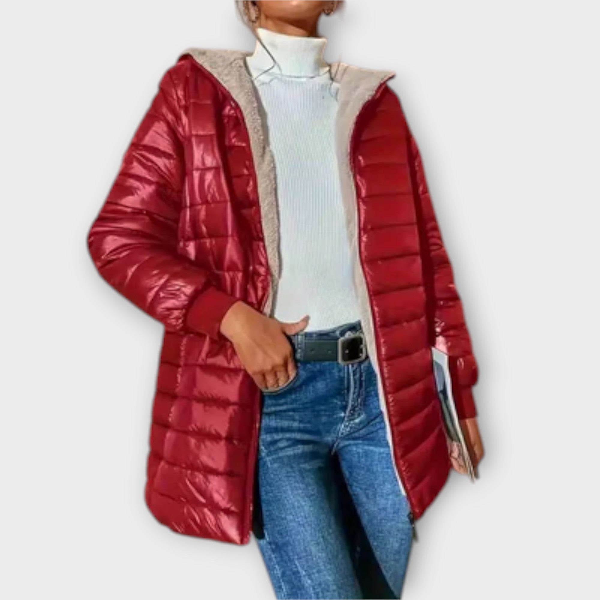 Ella | Grey Quilted Padded Straight-Cut Jacket