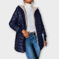 Ella | Navy Quilted Padded Straight-Cut Jacket