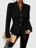 Lily | Black Textured Stand-Collar Knit Jacket