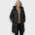 Grace | Black Quilted Hooded Longline Coat
