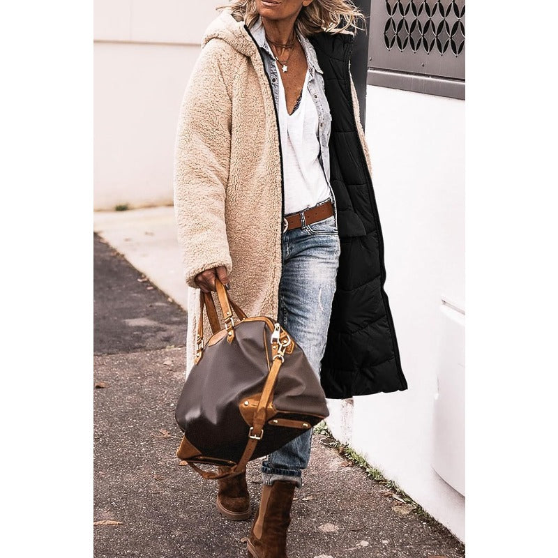 Emma | Brown Reversible Longline Teddy Coat
