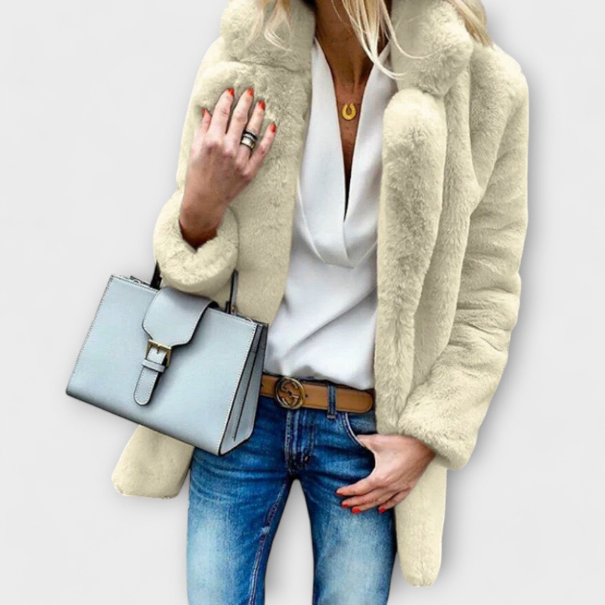 Lily | White Fluffy Teddy Fleece Jacket