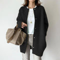 Mia | Black Relaxed Pocketed Knit Coat