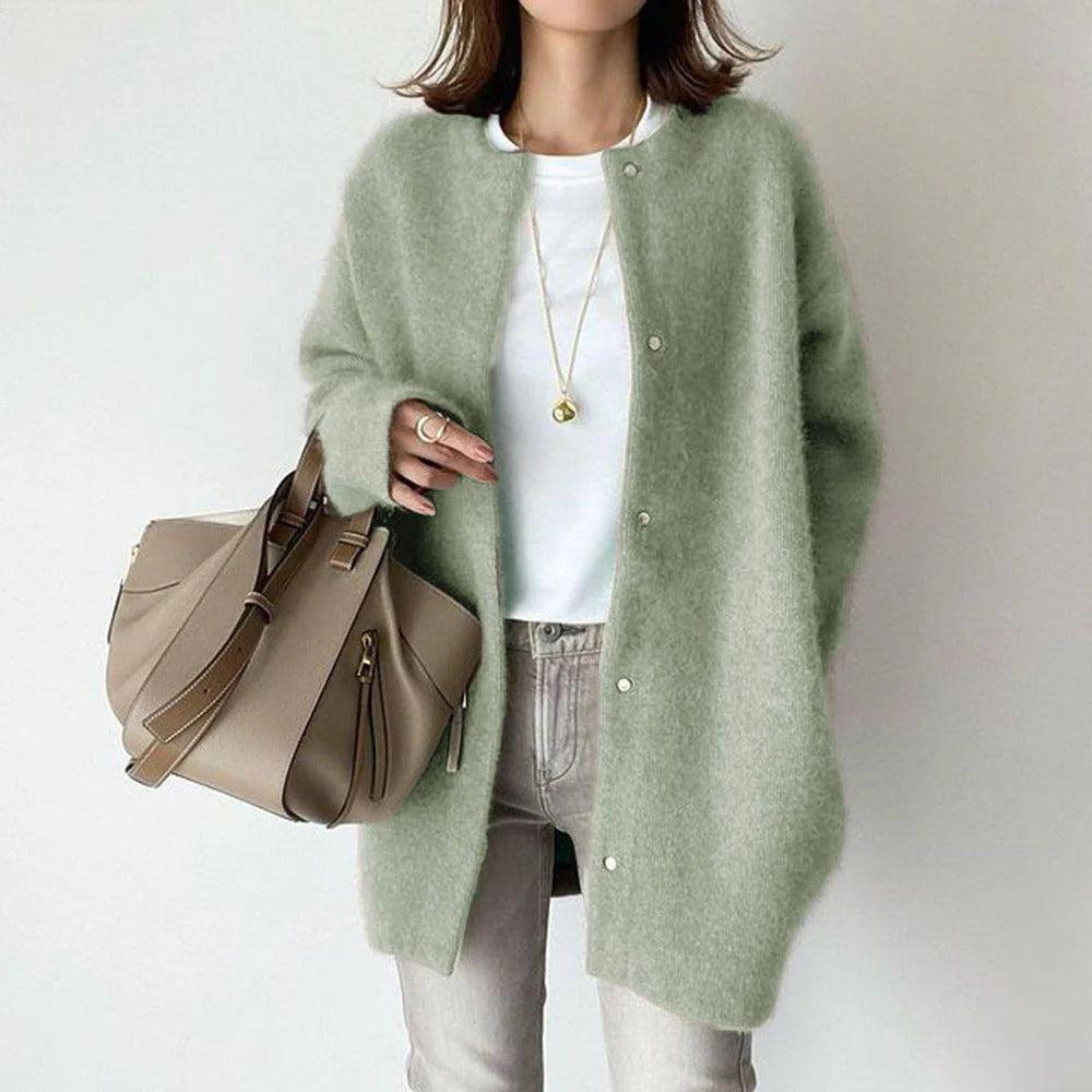 Mia | Beige Relaxed Pocketed Knit Coat