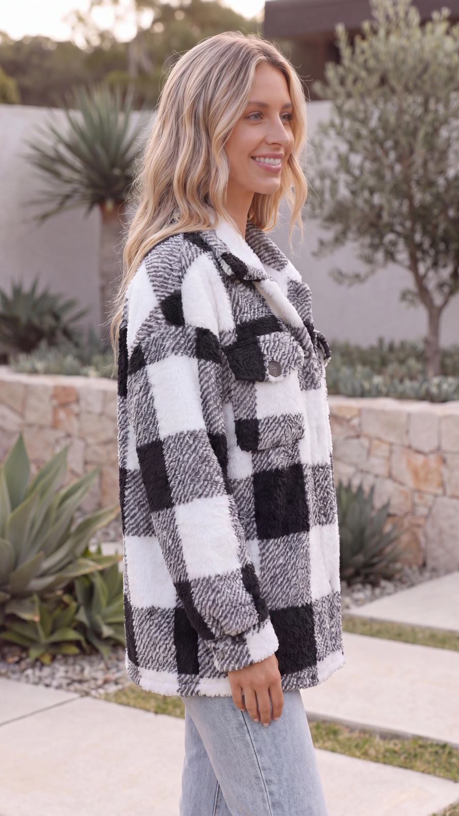 Women's Warm Oversized Checked Jacket 1