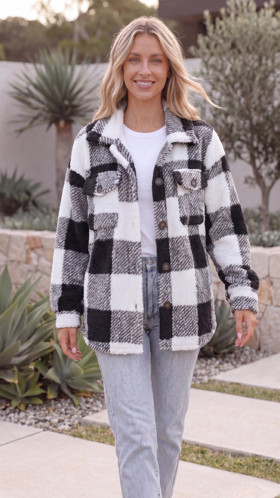 Women's Warm Oversized Checked Jacket 1
