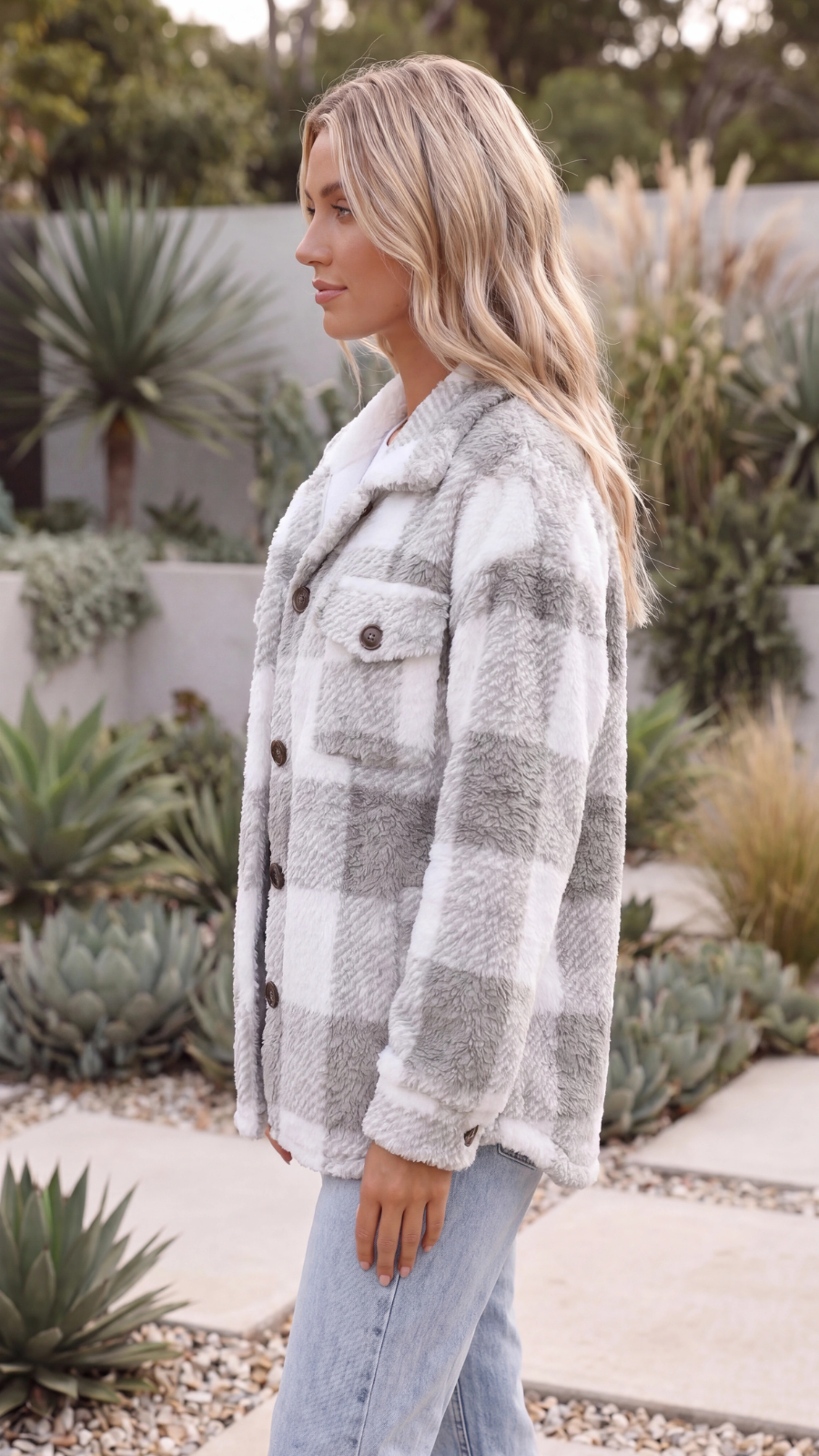 Women's Warm Oversized Checked Jacket 1