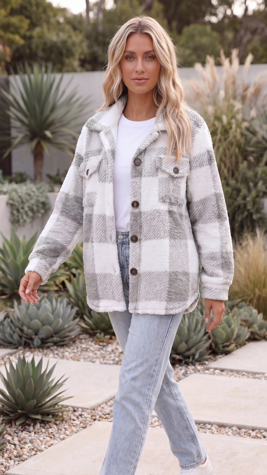 Women's Warm Oversized Checked Jacket 1