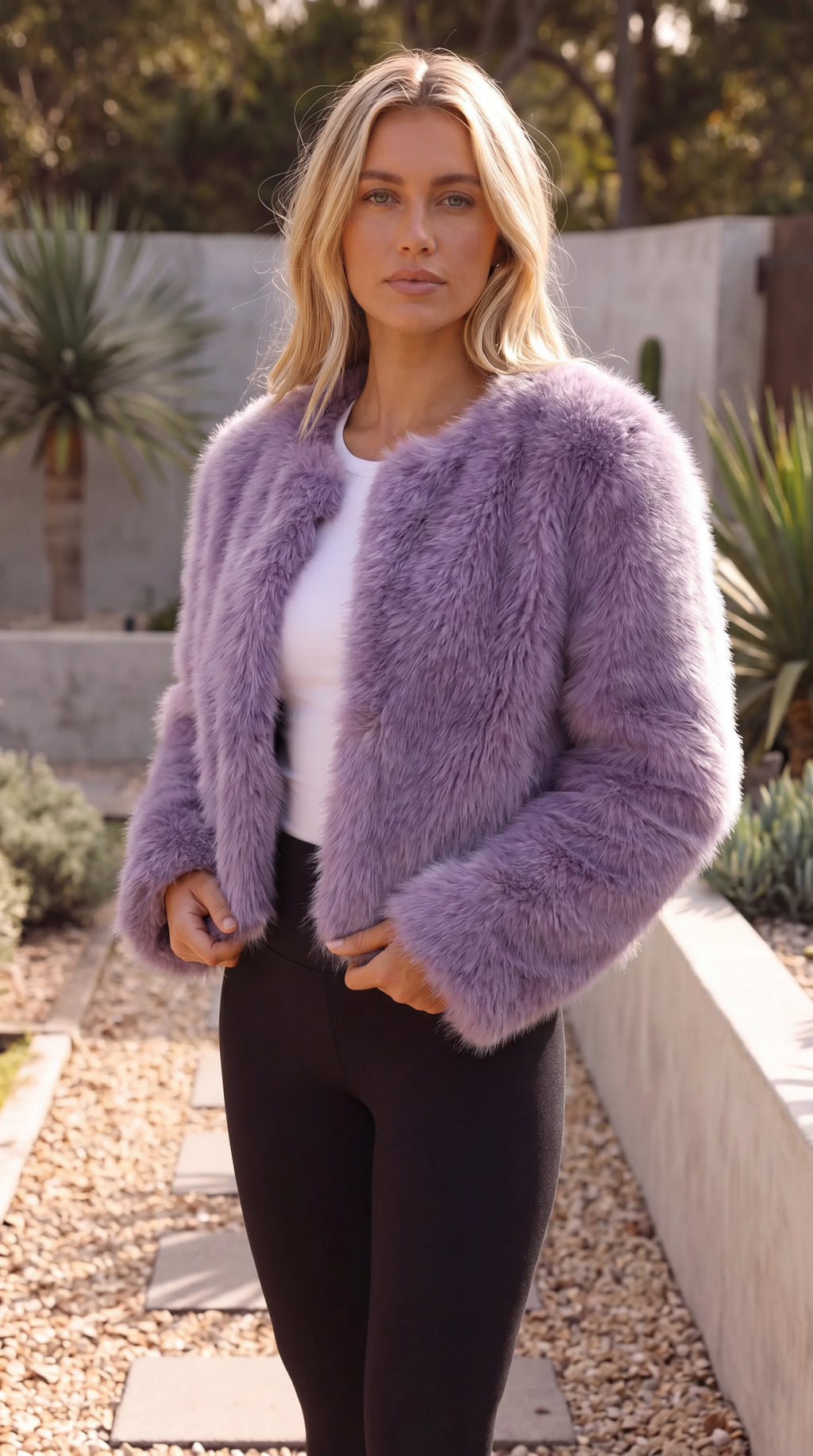 Women's Cropped Faux Fur Jacket 2