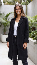 Women's Lapel Collar Button Up Longline Coat 2