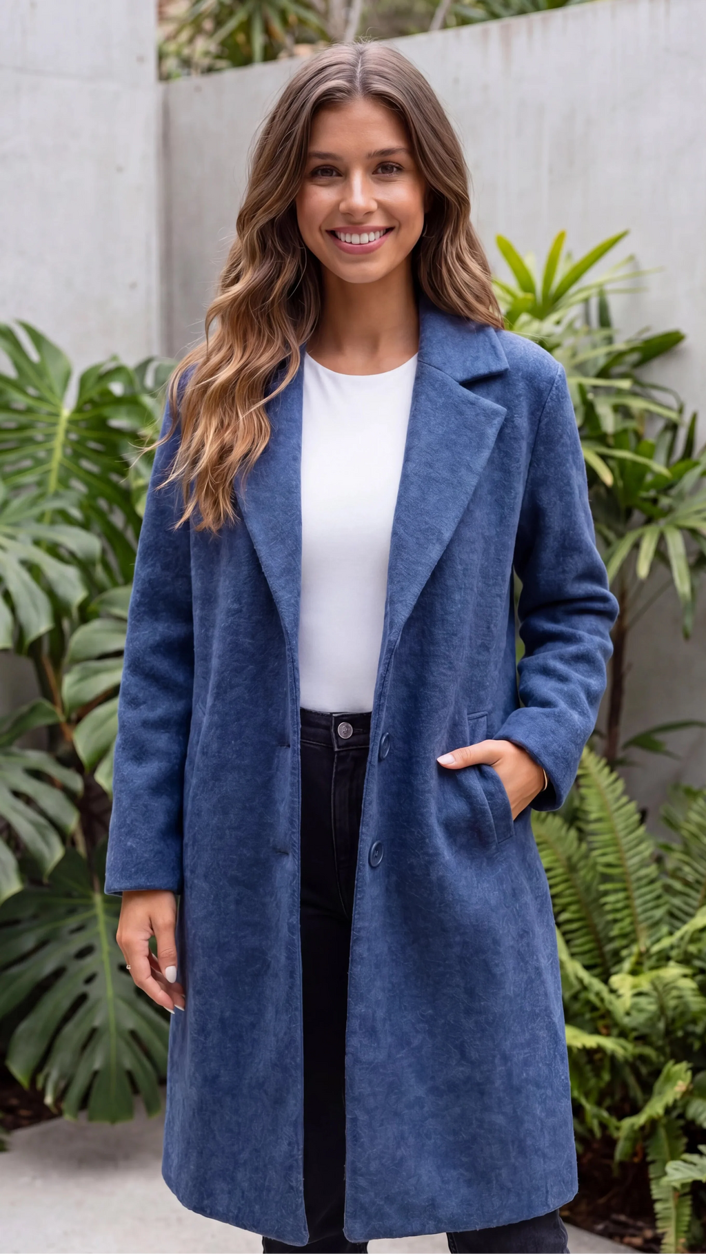 Women's Lapel Collar Button Up Longline Coat 2