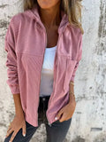 Nora | Pink Ribbed Zip-Up Jacket