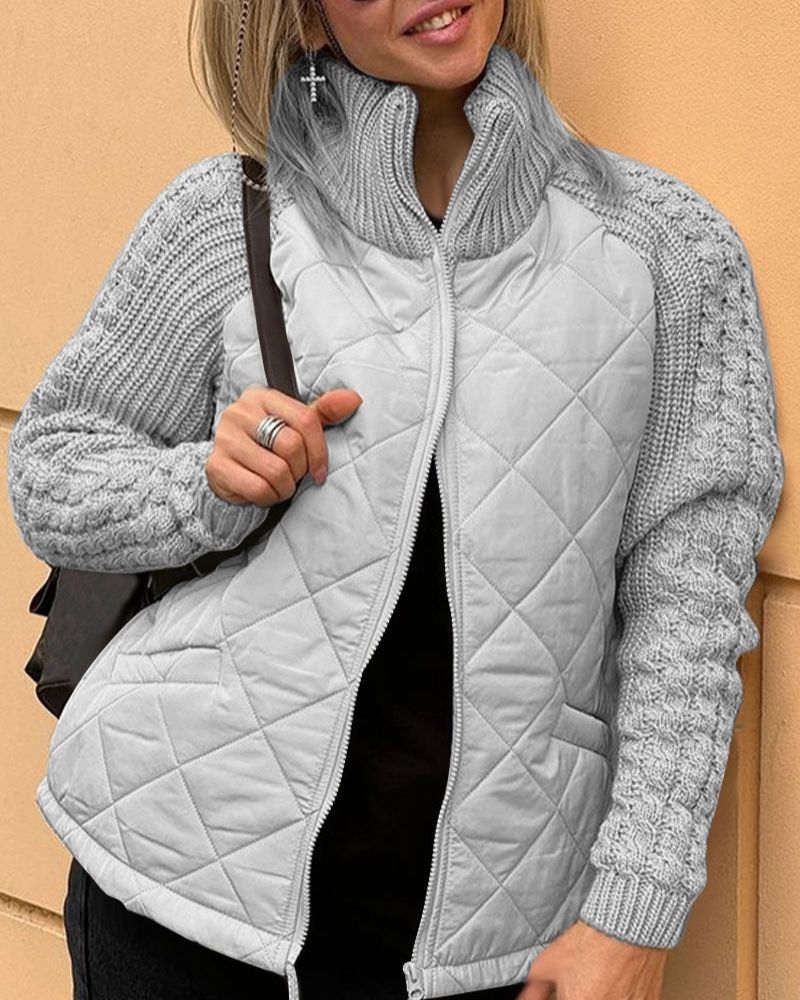 Lily | Beige Quilted Padded Puffer Jacket