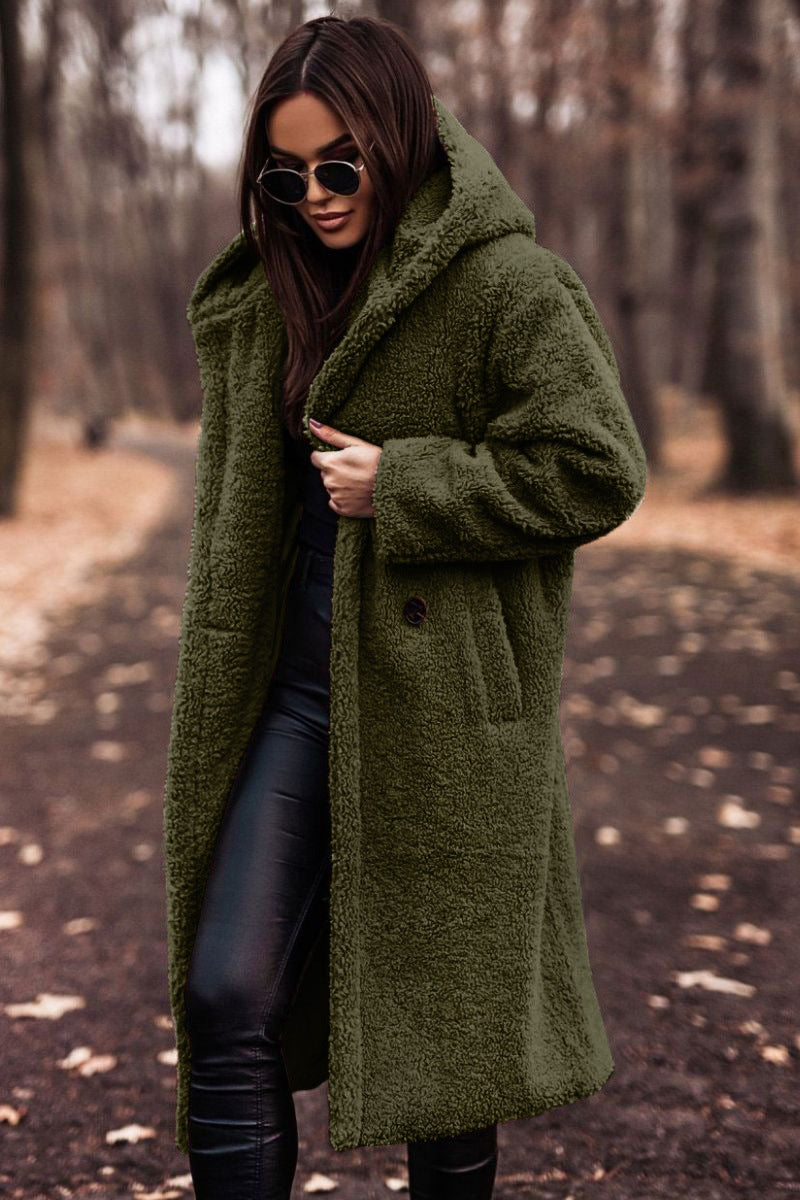 Mia | Beige Teddy Fleece Hooded Coat