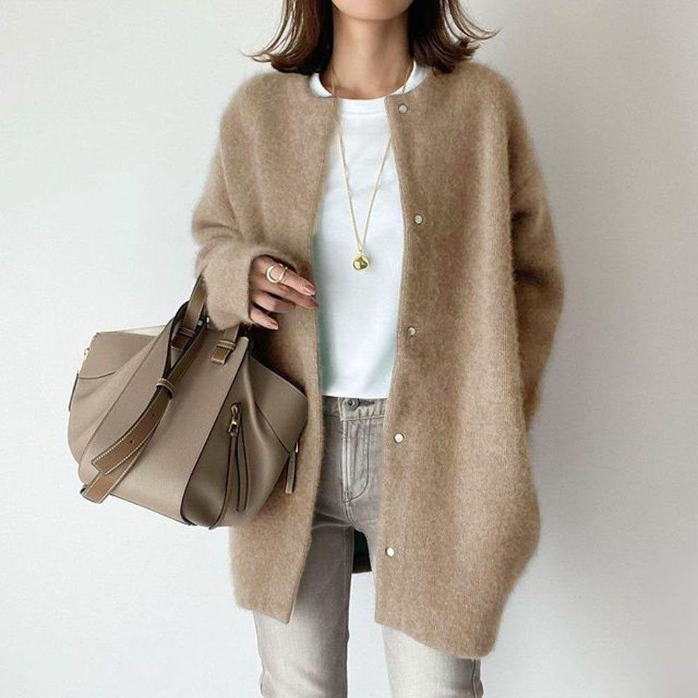 Mia | Beige Relaxed Pocketed Knit Coat