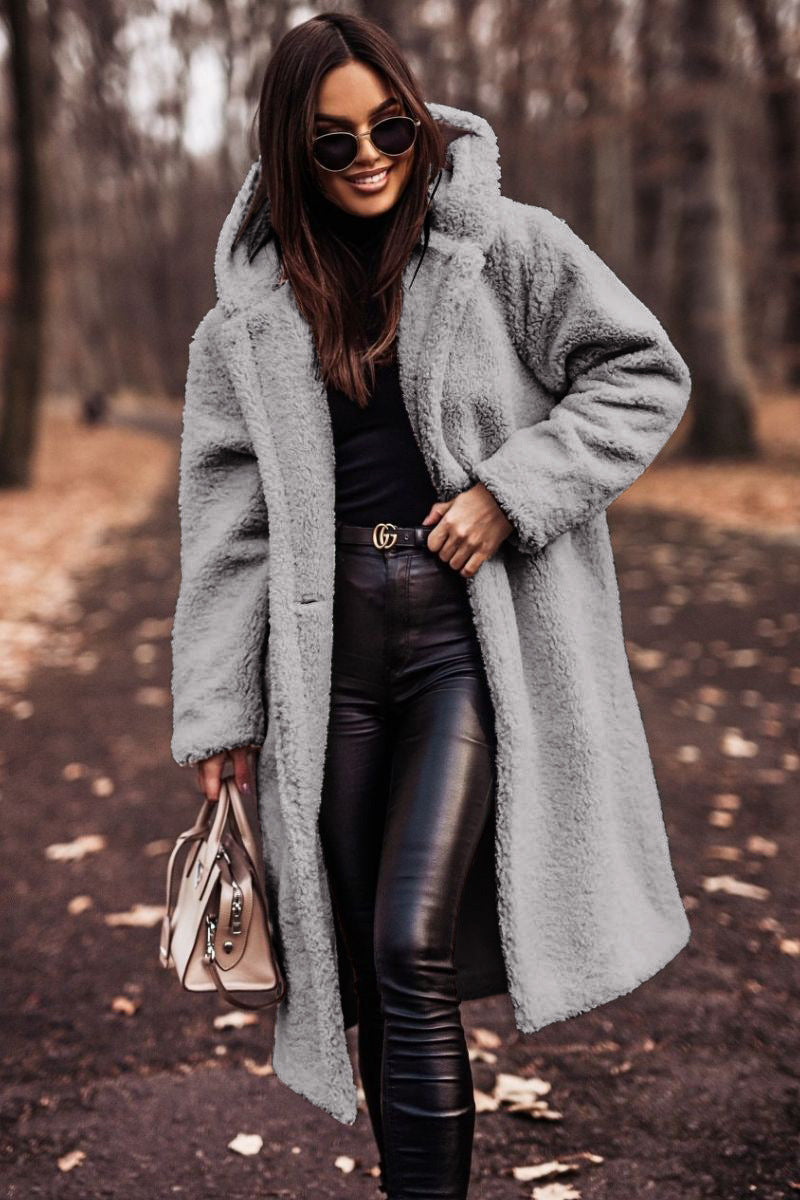 Mia | Beige Teddy Fleece Hooded Coat
