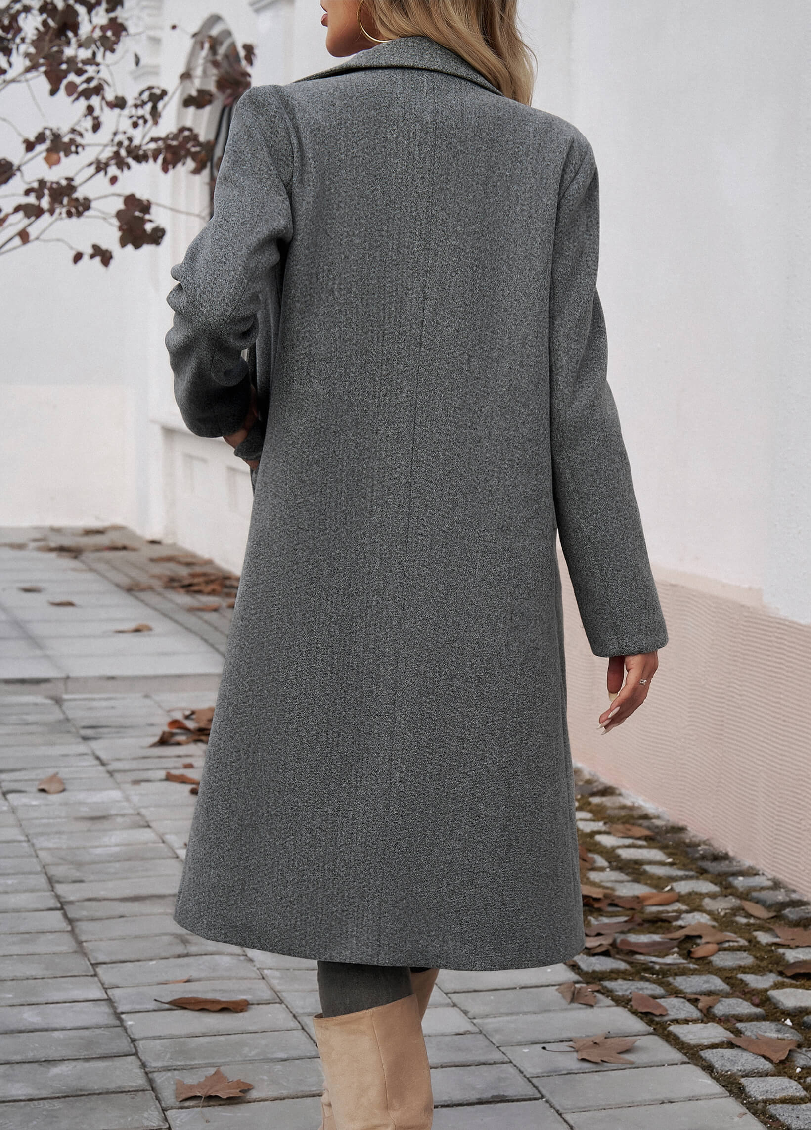 Adri – Longline Pocketed Coat – Grey