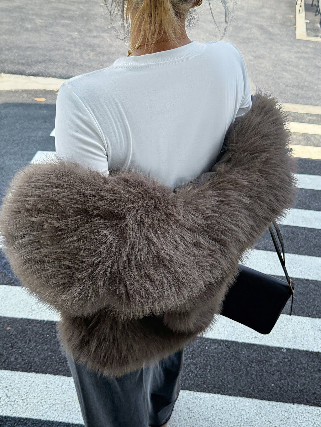 Helios Lined Faux Fur Coat - grey