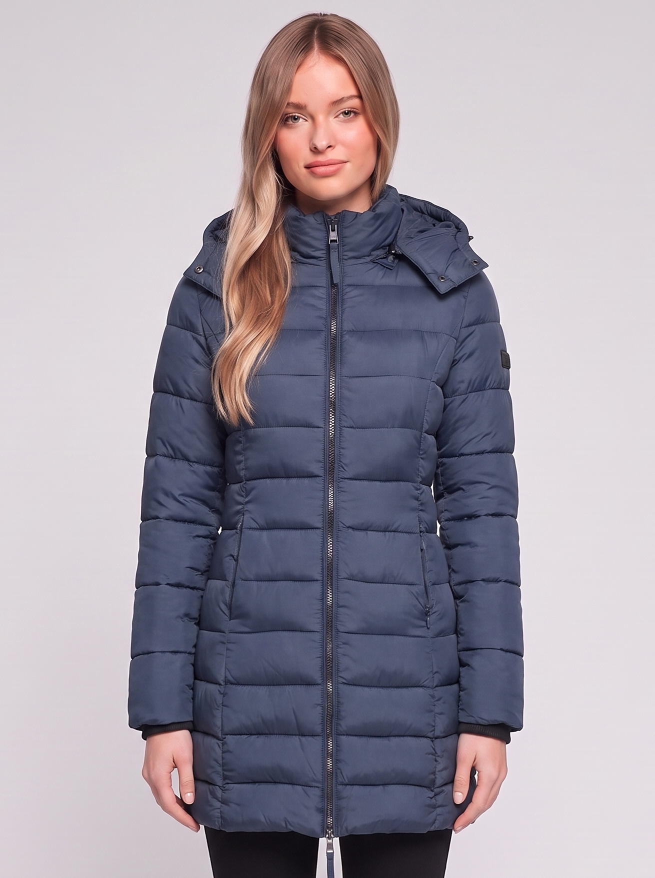 Blue Hooded Down Puffer front