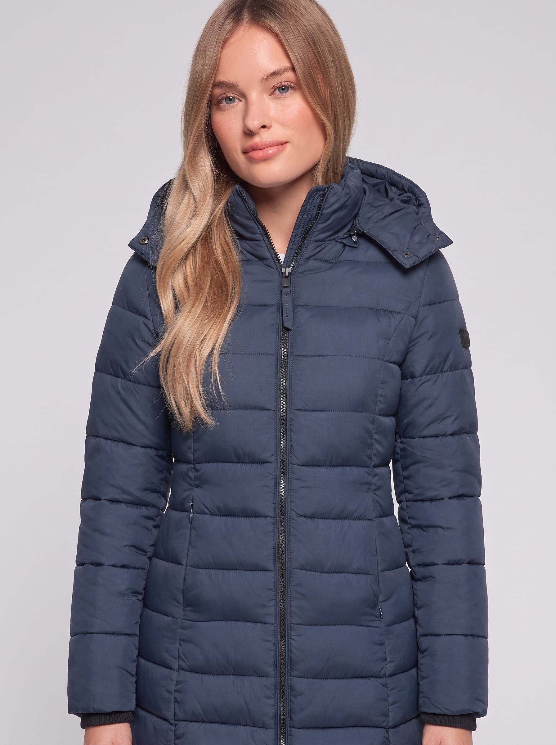 Blue Hooded Down Puffer close