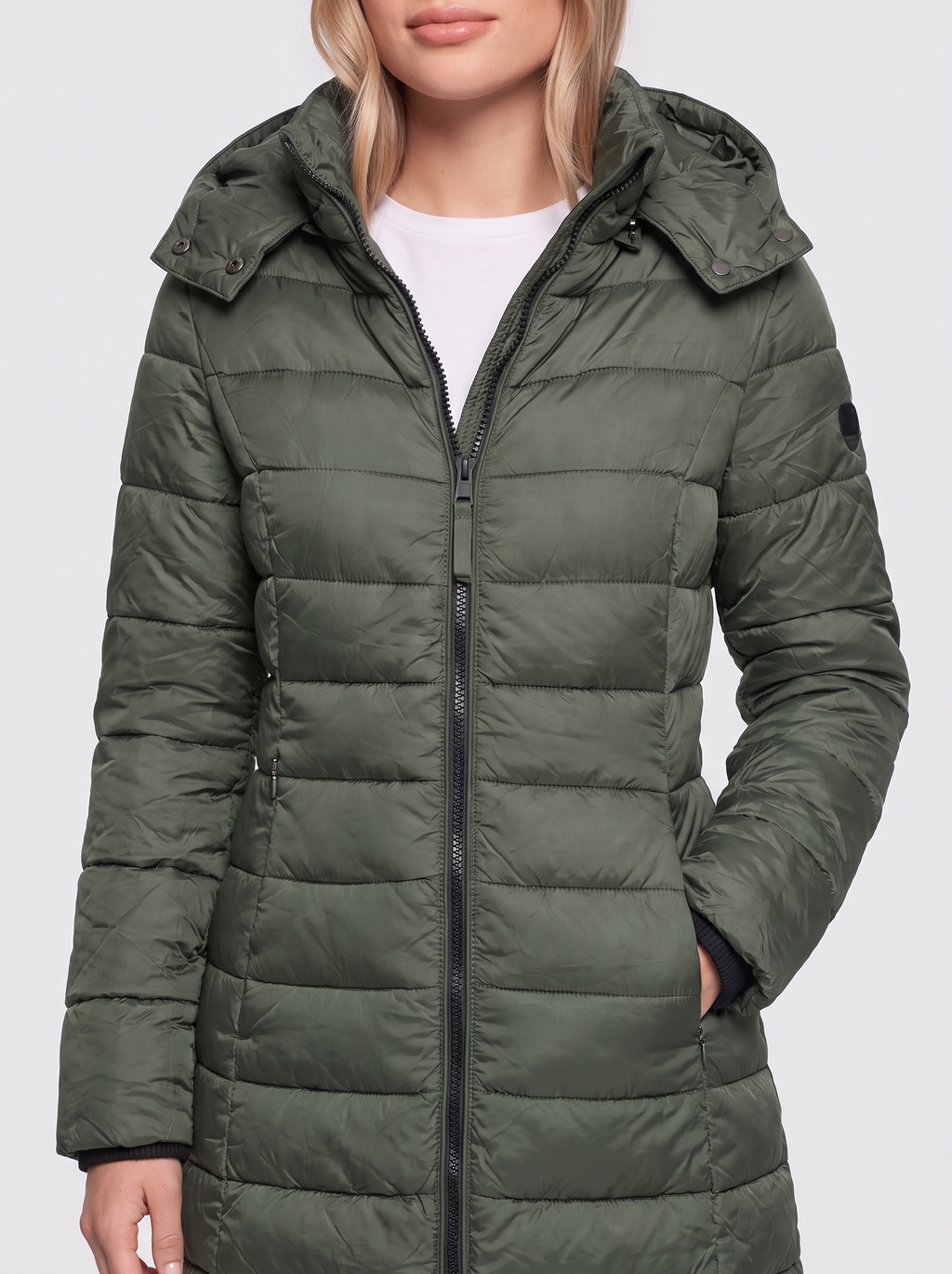 Green Hooded Down Puffer close