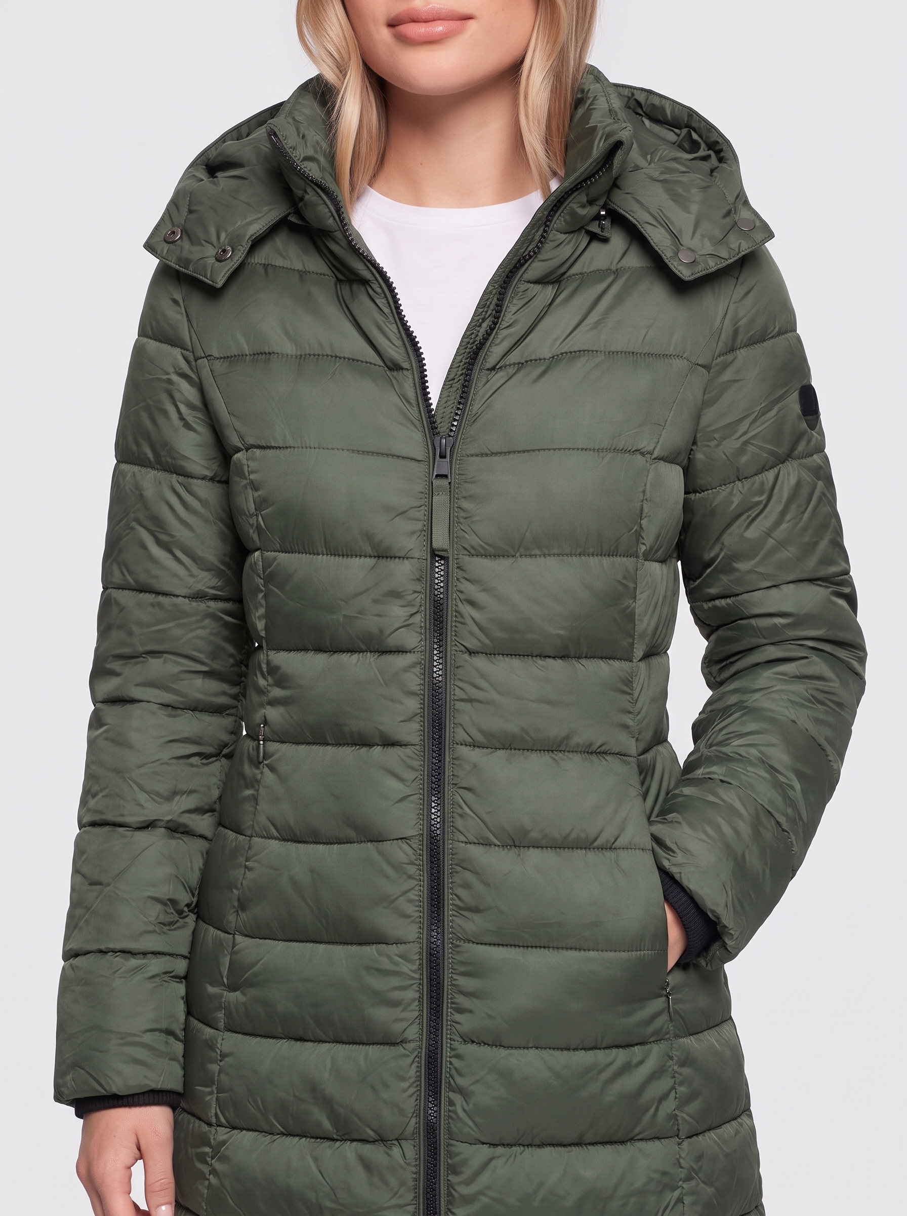 Green Hooded Down Puffer close