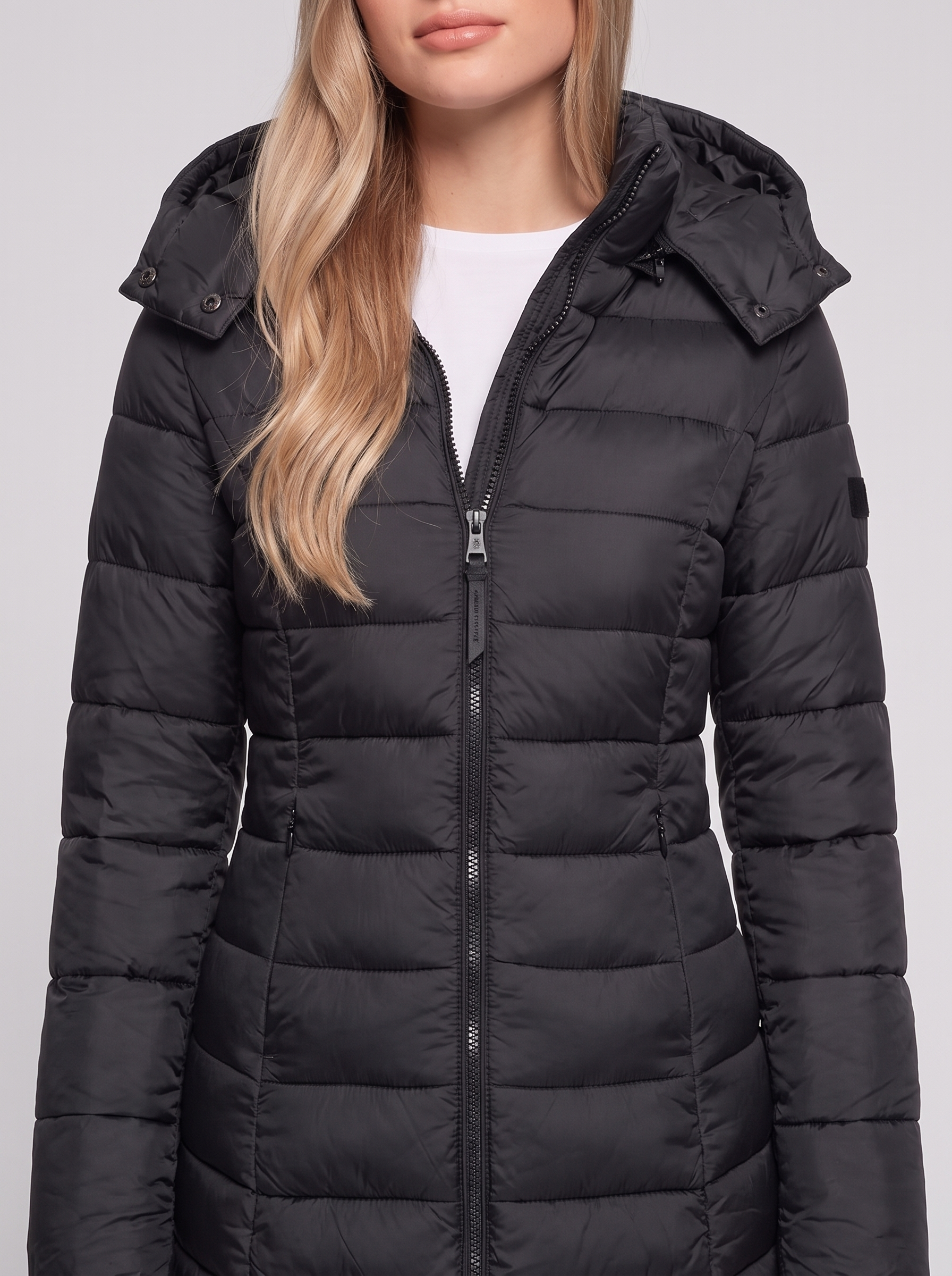 Black Hooded Down Puffer close