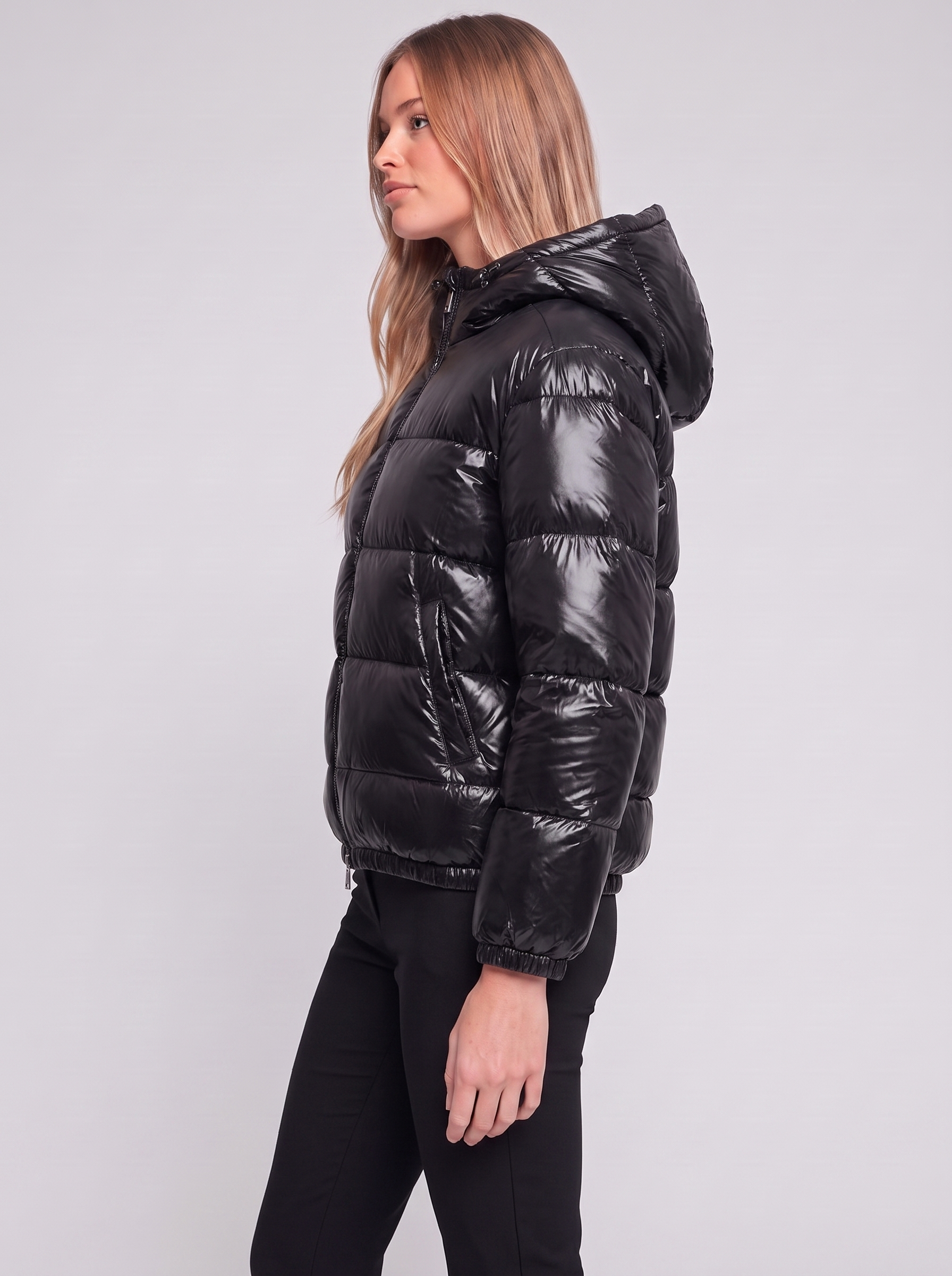 Black Glossy Insulated Puffer side